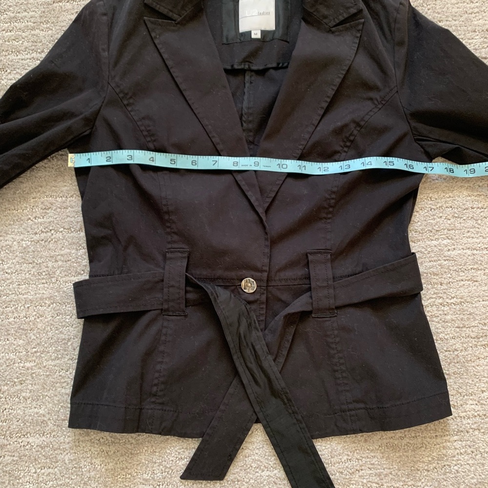 U2 Black Single Button Fitted Classic Belted Blaz… - image 12